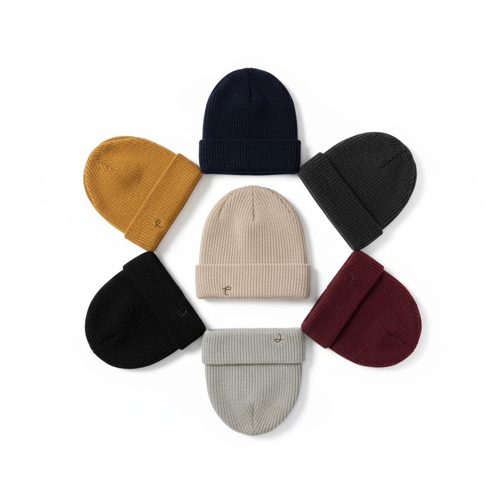 All colors organic cotton beanie personalized with embroidered initials – sustainable fashion Europe