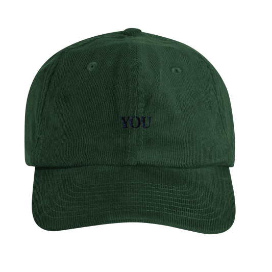 Lettre corduroy pet groen met initialen voorzijde